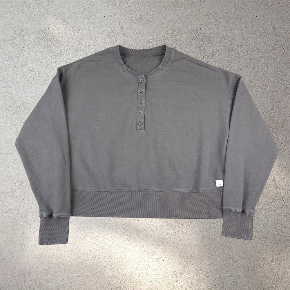 Vuori Laguna Henley Shirt Sweatshirt In Cocoa Sz M Organic Cotton - Picture 5 of 8